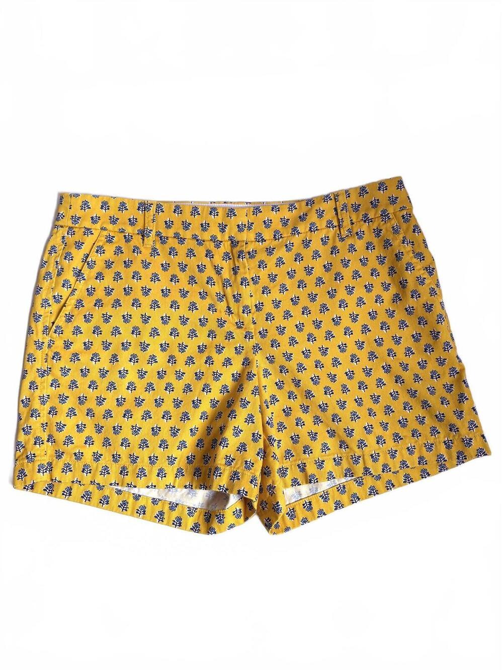 J.Crew | Women’s Golden Yellow Blue Floral Cotton Shorts Size 10
